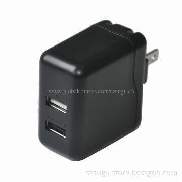 Dual universal home USB wall charger, fit for all phone, 5V, 1A input, 5V, 1 and 2.1A output